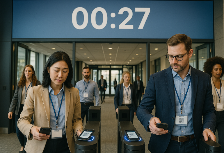Digital countdown timer on an event pass displayed on a smartphone