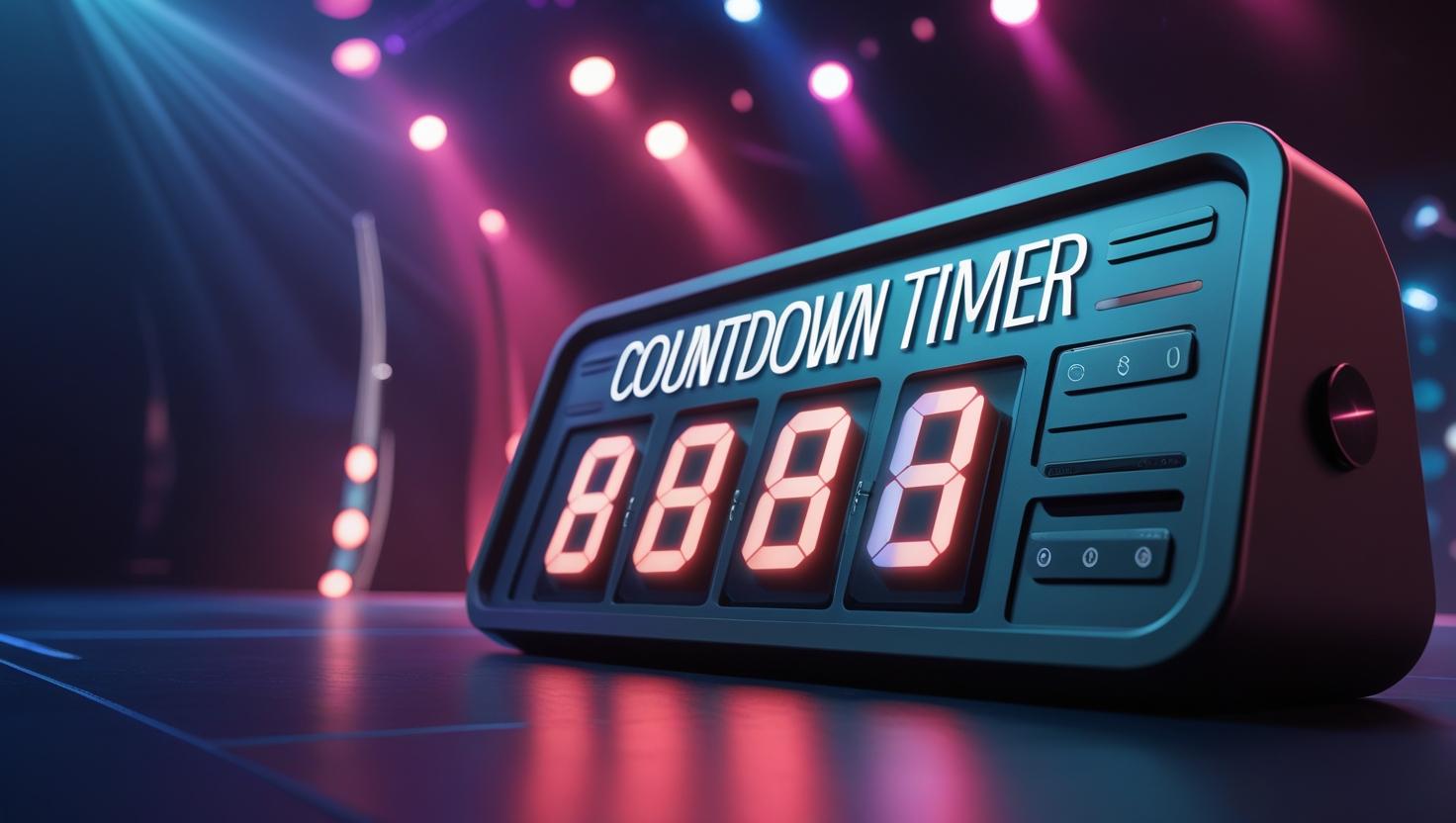 Speaker presenting with stage timer countdown in background