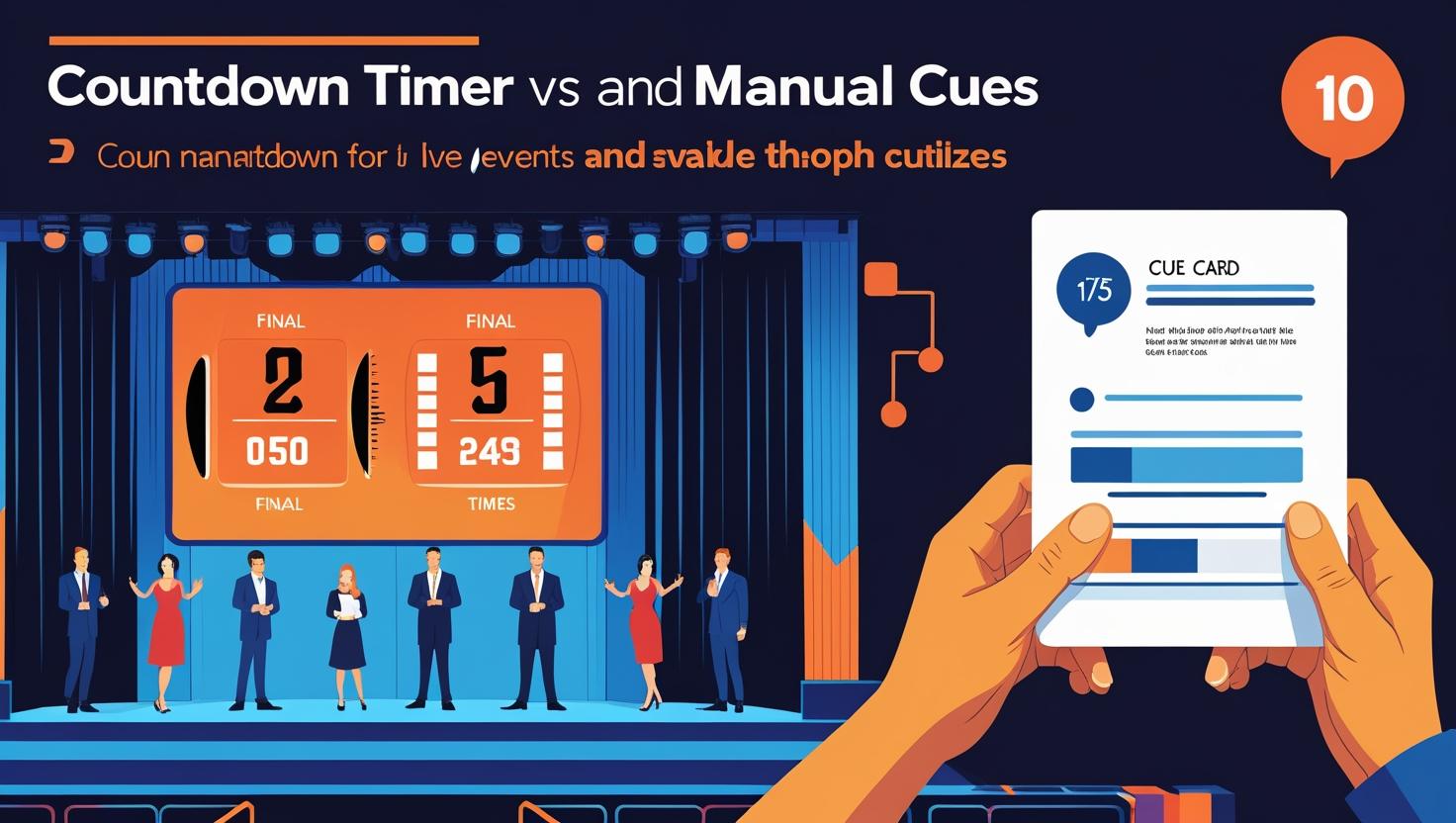 Speaker watching countdown timer during live event to stay on schedule