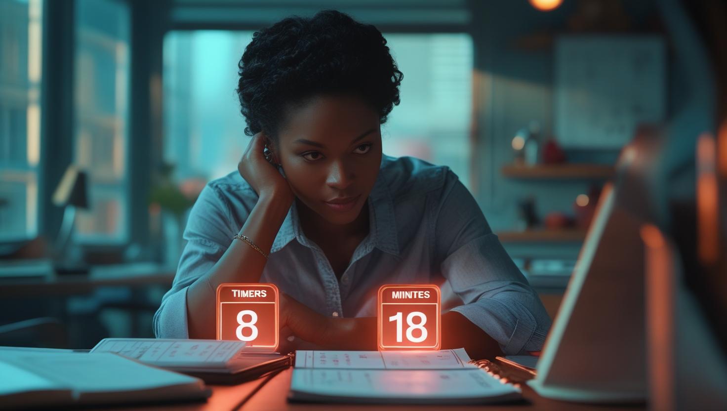 Set 8 minute timer displayed on screen during productivity task.