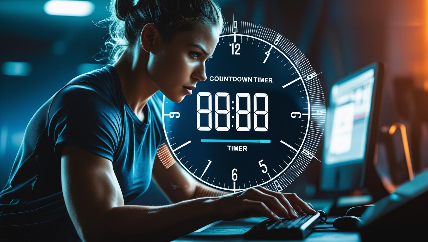 Person using a countdown timer on a phone to boost focus during tasks and workouts