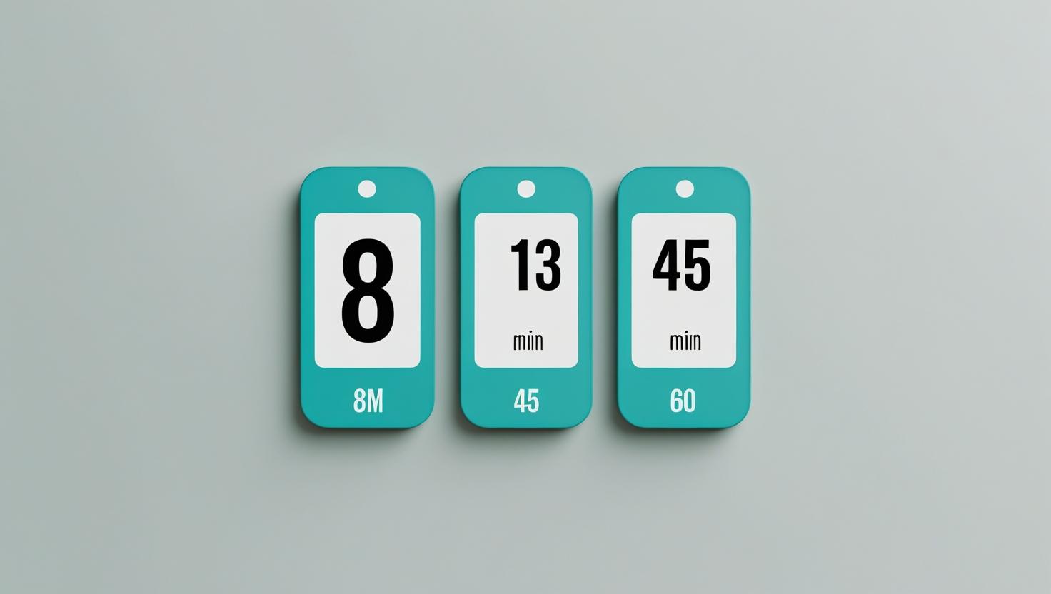 Instant timer setup for 8, 13, 45, and 60 minute sessions for meetings and events