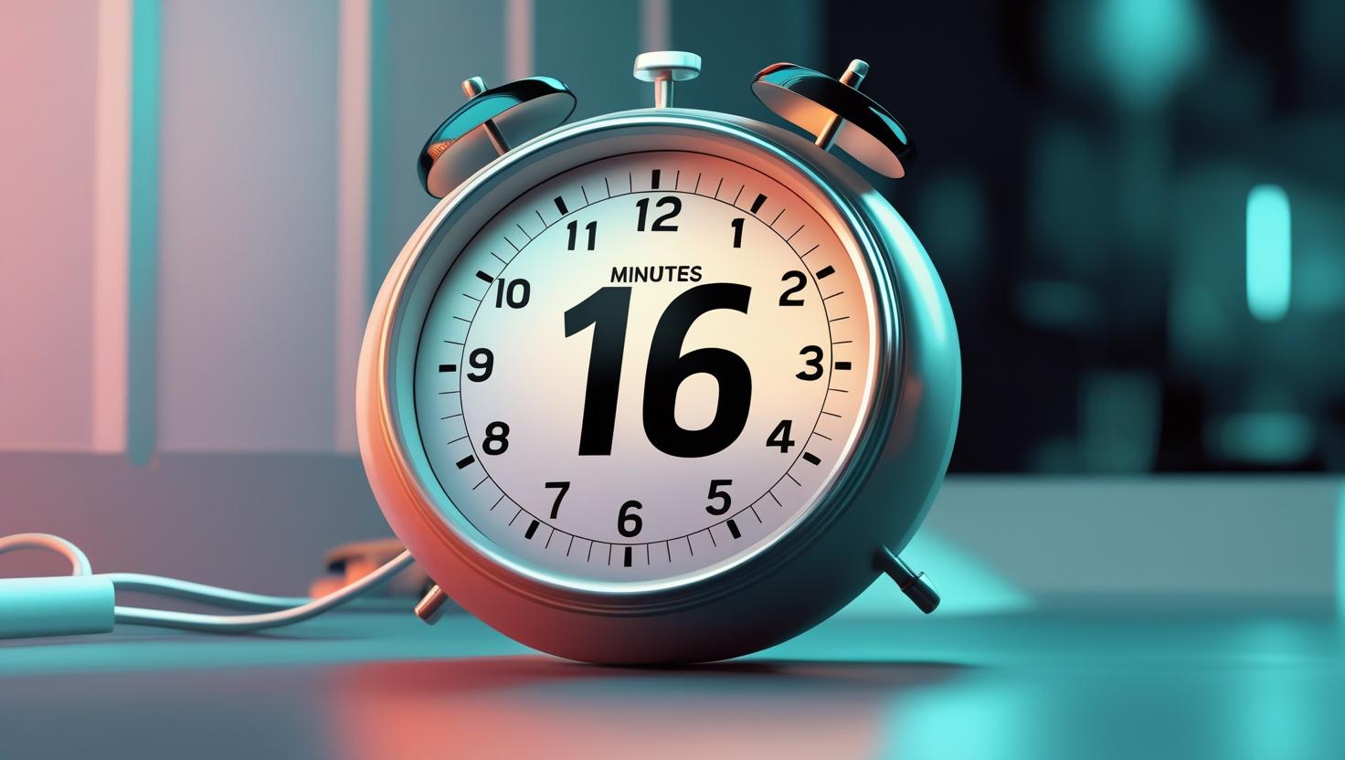 Person using a digital 16 minute timer for focused work sessions on a laptop.